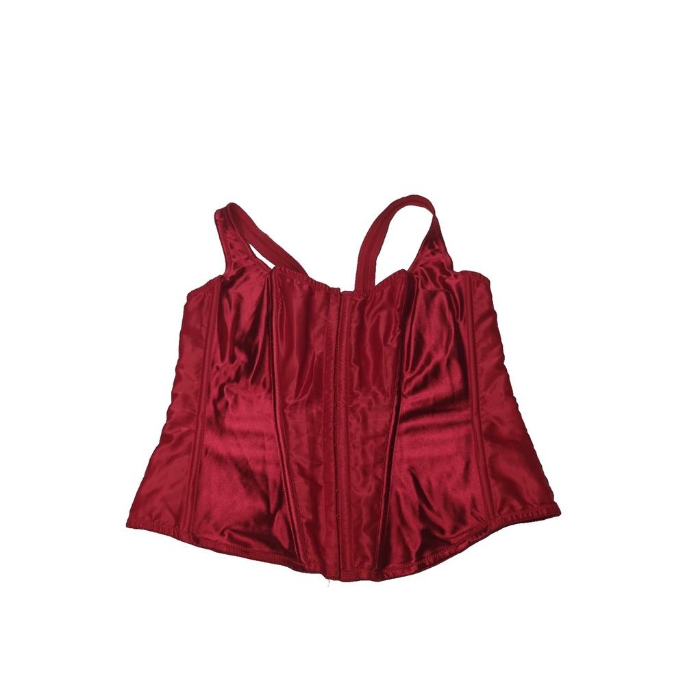 Vtg Fredericks of Hollywood Red Satin Corset Top Y2K Lace up Vampy Gothic Sz 32